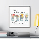 Gallery Canvas Wraps, Inspirational women empowerment floral simplicity wall colorful high quality square art canvas  gift for her design The Aurora Touch