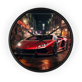Wall Clock, Red Hot Lamborghini bachelor student dorm office home fancy exotic luxury car wall art The Aurora Touch