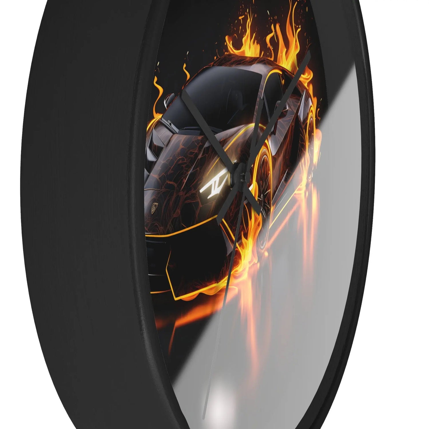 Wall Clock, Exotic black AI Car design portrait teen dorm room bedroom wall clock art decor great for pool room and man cave