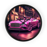 Wall Clock, Pink Bentley exotic vibrant fancy Barbie car design for bedroom hallway living room office upscale luxury wall art home decor The Aurora Touch
