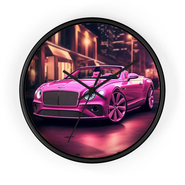 Wall Clock, Pink Bentley exotic vibrant fancy Barbie car design for bedroom hallway living room office upscale luxury wall art home decor The Aurora Touch