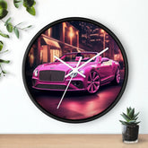 Wall Clock, Pink Bentley exotic vibrant fancy Barbie car design for bedroom hallway living room office upscale luxury wall art home decor The Aurora Touch