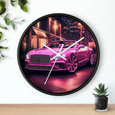 Wall Clock, Pink Bentley exotic vibrant fancy Barbie car design for bedroom hallway living room office upscale luxury wall art home decor