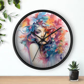 Wall Clock, Cool AI modern day home office restaurant beauty salon colorful female art wall clock design The Aurora Touch