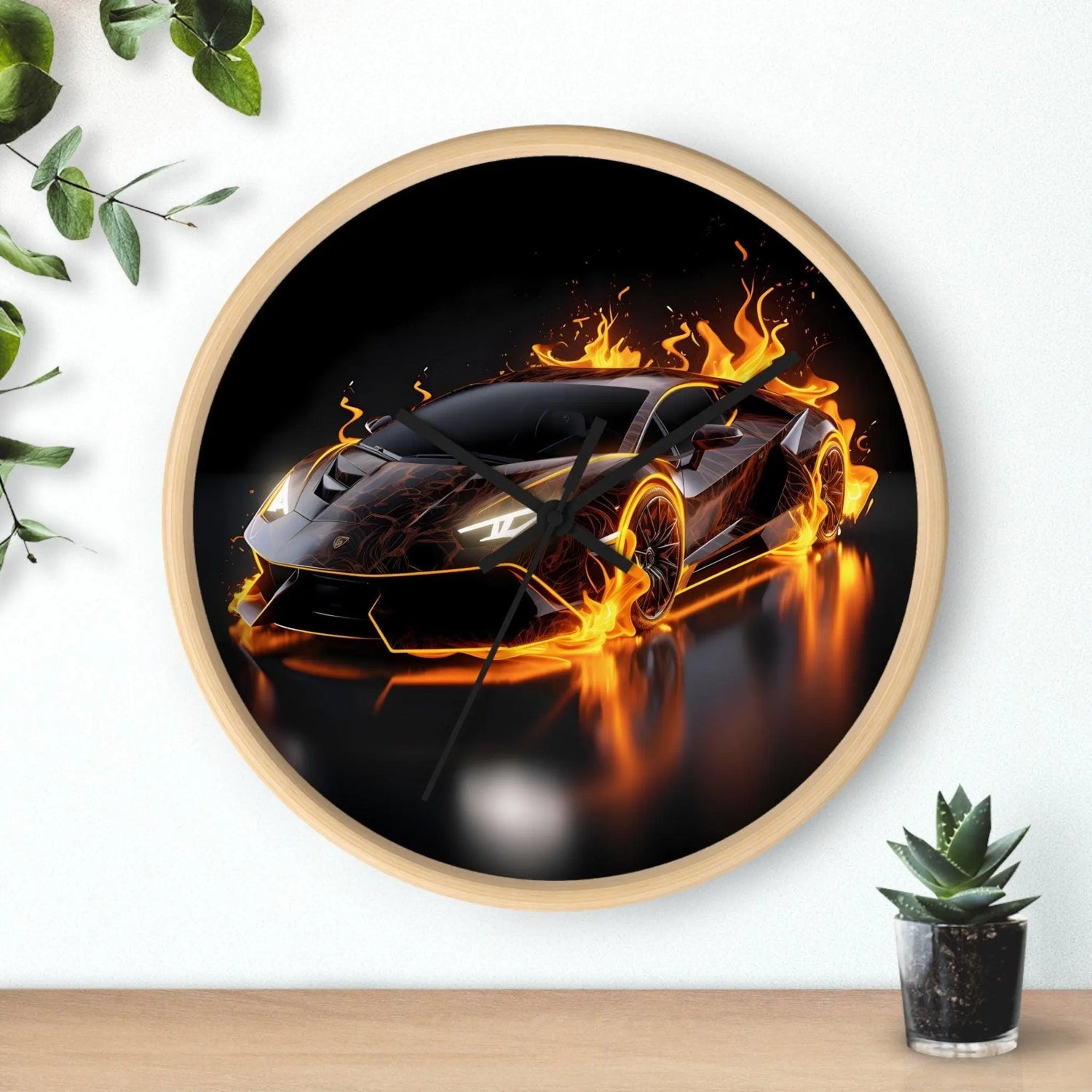 Wall Clock, Exotic black AI Car design portrait teen dorm room bedroom wall clock art decor great for pool room and man cave The Aurora Touch