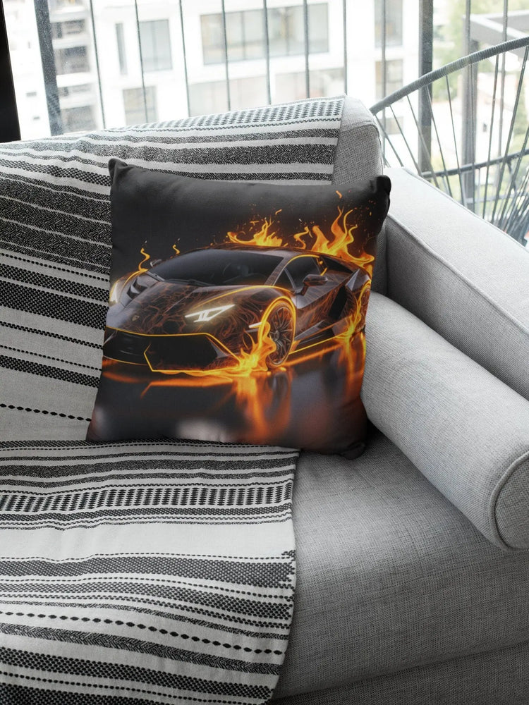 Spun Polyester Square Pillow, Hot Car Design, Sport Car Novelty item, Great gift for Teen Boy, Designer Pillow, Holiday gift, Modern gift The Aurora Touch