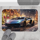Lamborghini Holiday Scene Bath Mat - Luxury Car Decor, Festive Bathroom Rug, Customizable Gift The Aurora Touch