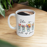 Ceramic Mug 11oz, Everyday inspirational empowerment positive fierce women strong leader beverage coffee cup