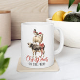 Ceramic Mug 11oz, White Country Xmas mug, Holiday Tea Mug, Novelty Coffee Mug, Xmas mug, Office Mug, Great Xmas gift The Aurora Touch