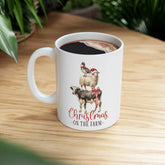 Ceramic Mug 11oz, White Country Xmas mug, Holiday Tea Mug, Novelty Coffee Mug, Xmas mug, Office Mug, Great Xmas gift The Aurora Touch