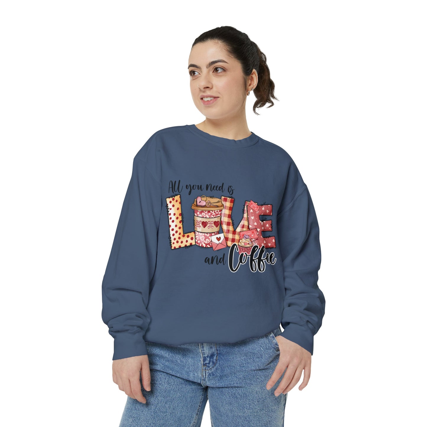 Unisex Garment-Dyed Sweatshirt, Valentines Day sweater, Valentine Lovers gift, Novelty Shirt, Girlfriend Valentine Gift, Warm cozy Sweater