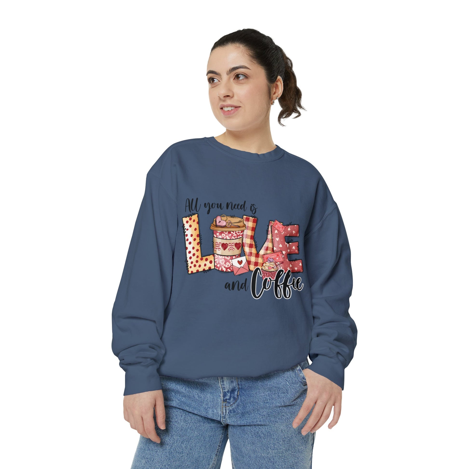 Unisex Garment-Dyed Sweatshirt, Valentines Day sweater, Valentine Lovers gift, Novelty Shirt, Girlfriend Valentine Gift, Warm cozy Sweater