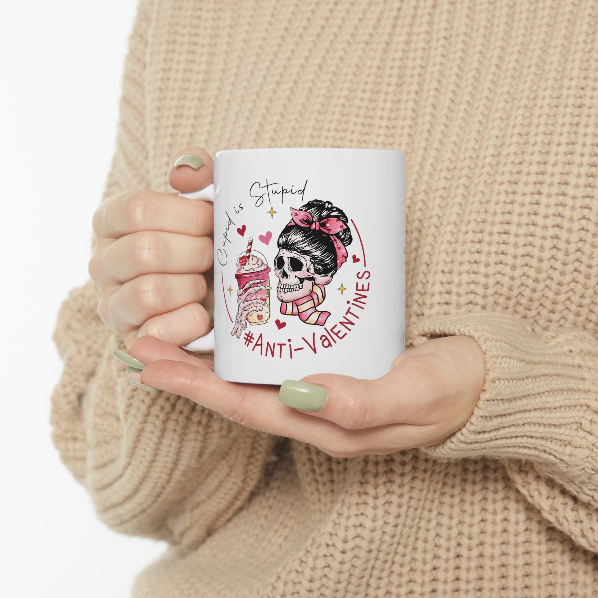 Ceramic Mug 11oz, AntiValentine Mug, Pink White Coffee Mug, BBF Valentine gift, Valentine Hater Mug, Humorousn Mug, Expressive Mug