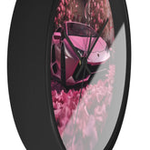 Wall Clock, Pink Lamborghini portrait dorm home room wall art pink rose petals sweet 16 quinceañera Bday gift for luxury exotic car lover The Aurora Touch