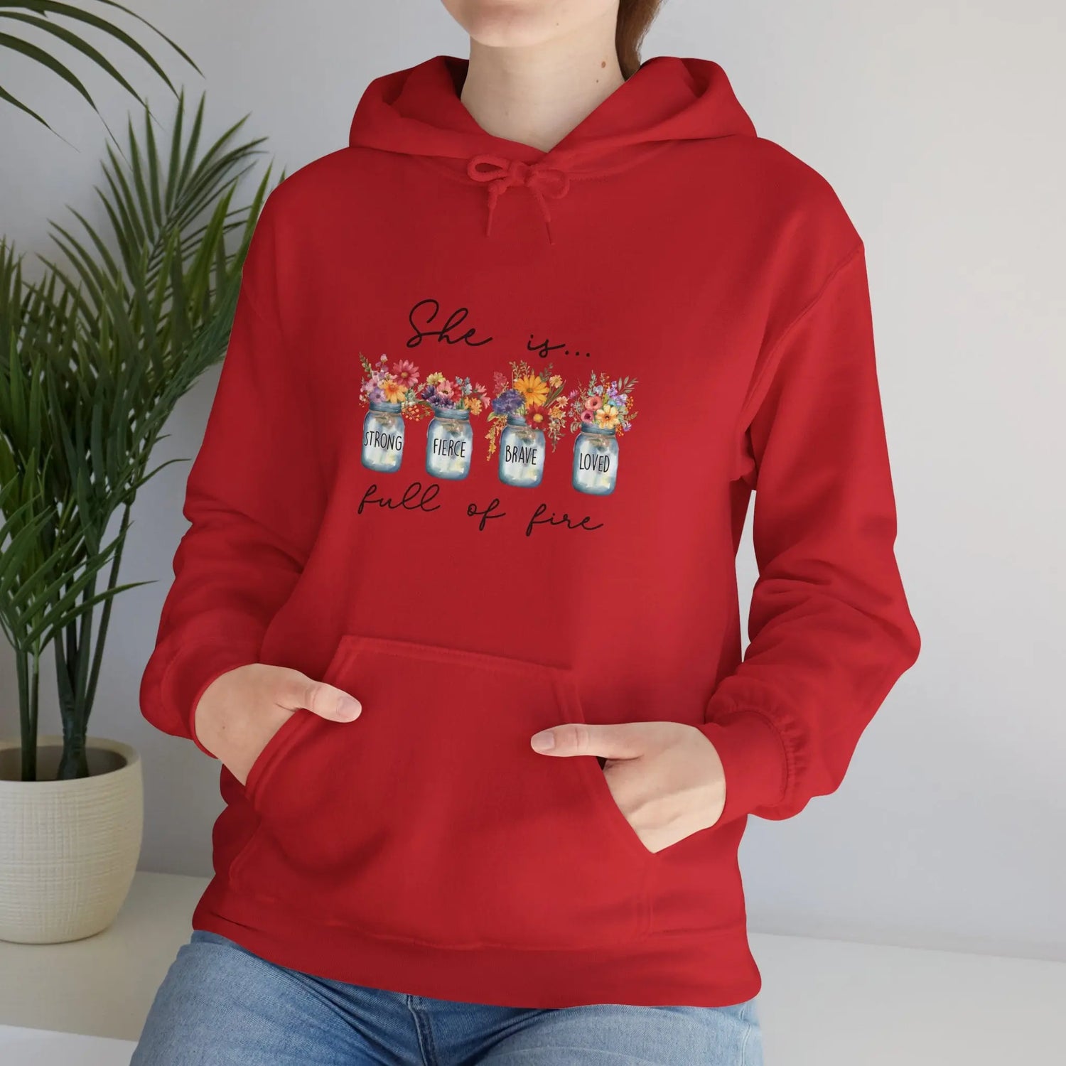 Unisex Heavy Blend™ Hooded Sweatshirt, Floral print inspiring Female fierce conquer it all empowerment postive warm cozy stylish sweater