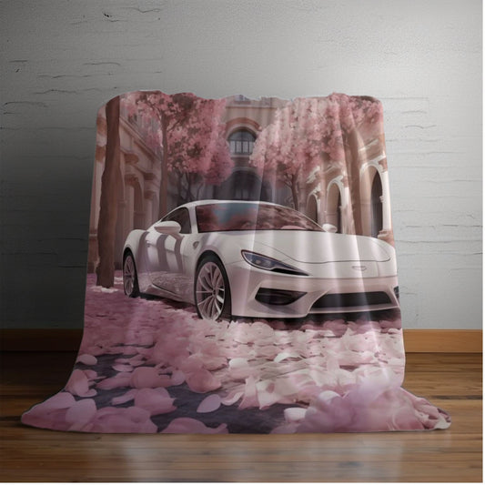 Velveteen Plush Blanket, White Lamborghini Valentines lover soft shade of pink stylish winter warm cozy couch bed throw great for wifey
