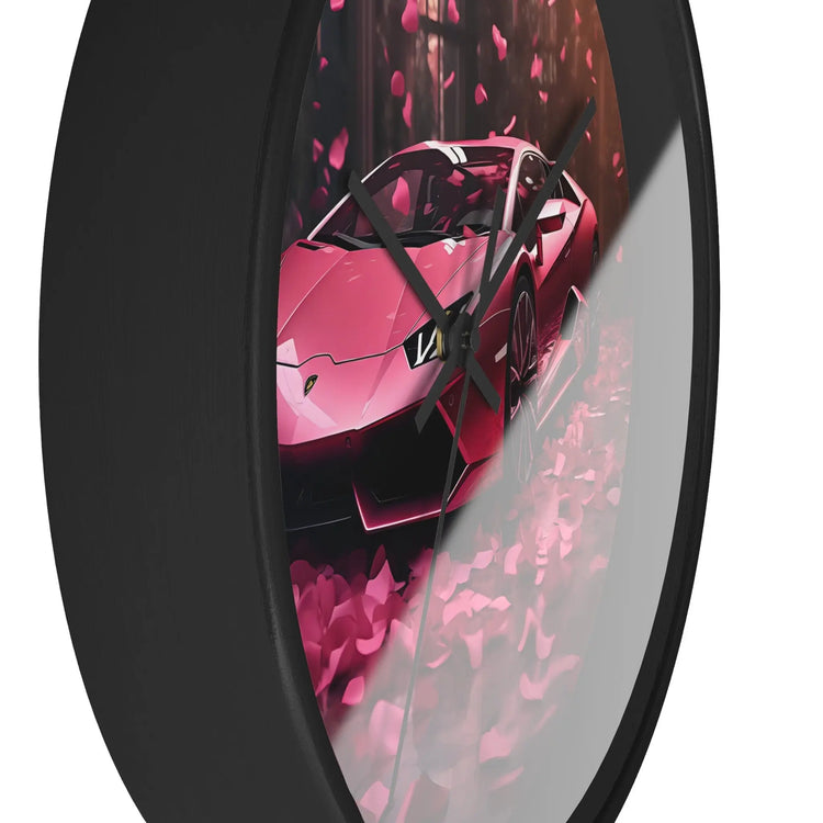 Wall Clock, Hot Pink Lamborghini modern stylish wall art room decor great gift for car lover The Aurora Touch