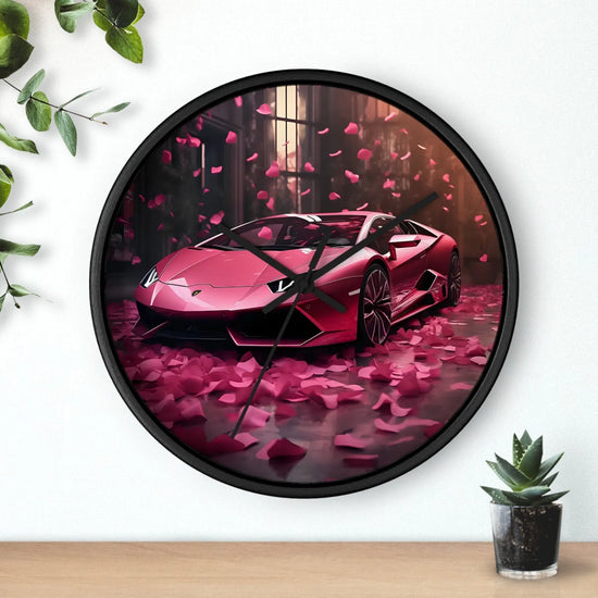 Wall Clock, Hot Pink Lamborghini modern stylish wall art room decor great gift for car lover The Aurora Touch