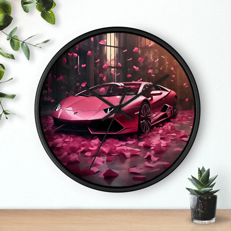 Wall Clock, Hot Pink Lamborghini modern stylish wall art room decor great gift for car lover The Aurora Touch