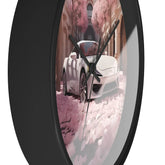Wall Clock, White Lamborghini modern day exotic car portrait home room soft pink rose petal wall art decor designer Gift The Aurora Touch