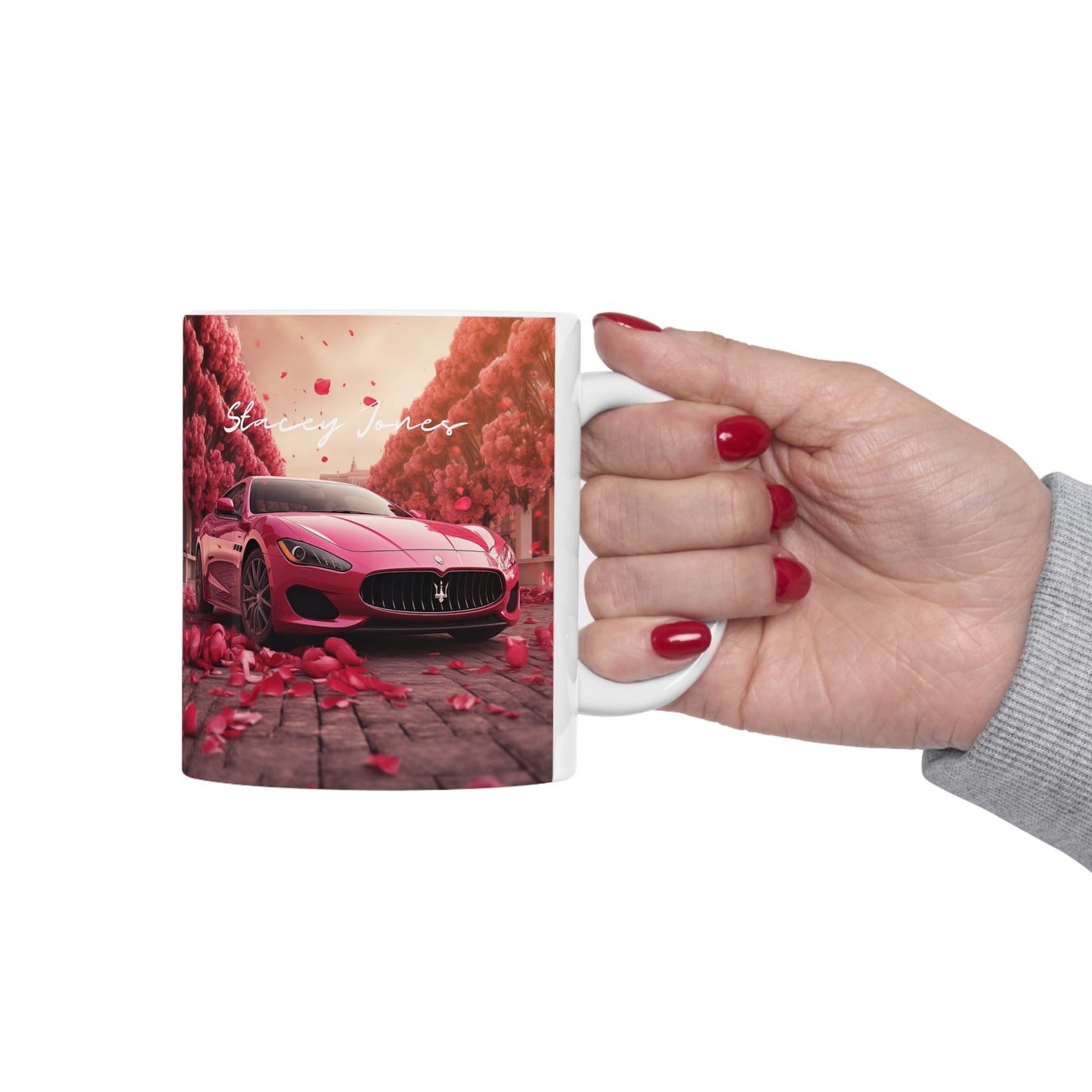 Ceramic Mug 11oz, Personalized Valentines Mug, Hot Pink Maserati, Exotic Car designs, Gift for the Car Lover, Boss Coffee Mug, Luxury Mug