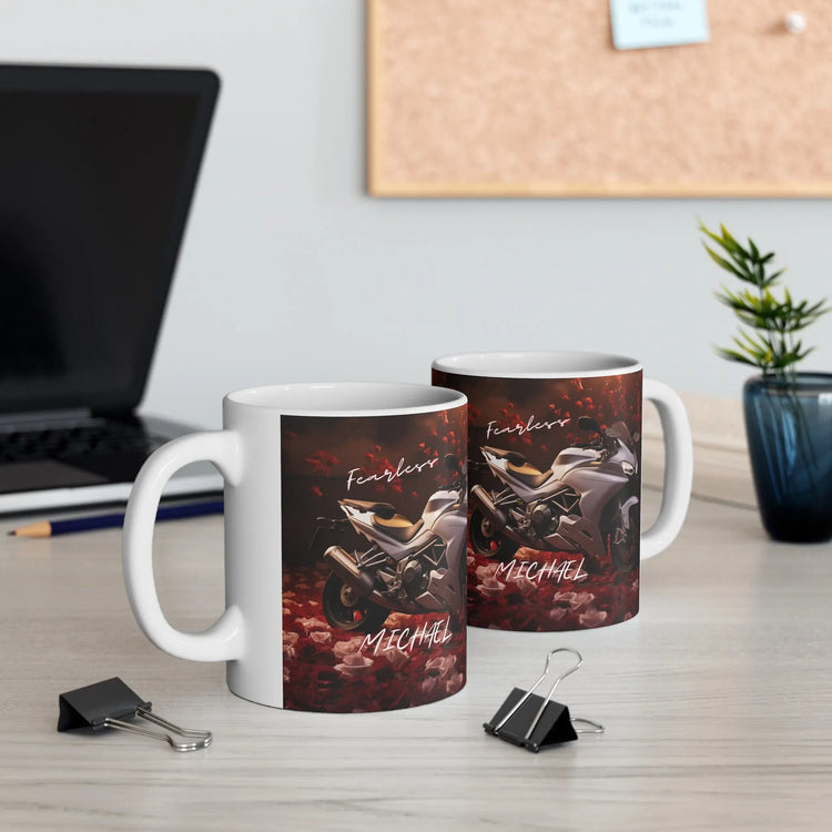 Ceramic Mug 11oz, Personalized Ducati motorcycle stylish BPA lead free coffee  tea beverage drinking ceramic cup for Bike lover and ryder. The Aurora Touch