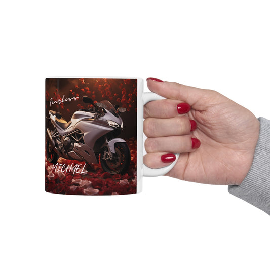 Ceramic Mug 11oz, Personalized Ducati motorcycle stylish BPA lead free coffee  tea beverage drinking ceramic cup for Bike lover and ryder.