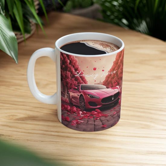 Ceramic Mug 11oz, Personalized Valentines Mug, Hot Pink Maserati, Exotic Car designs, Gift for the Car Lover, Boss Coffee Mug, Luxury Mug The Aurora Touch