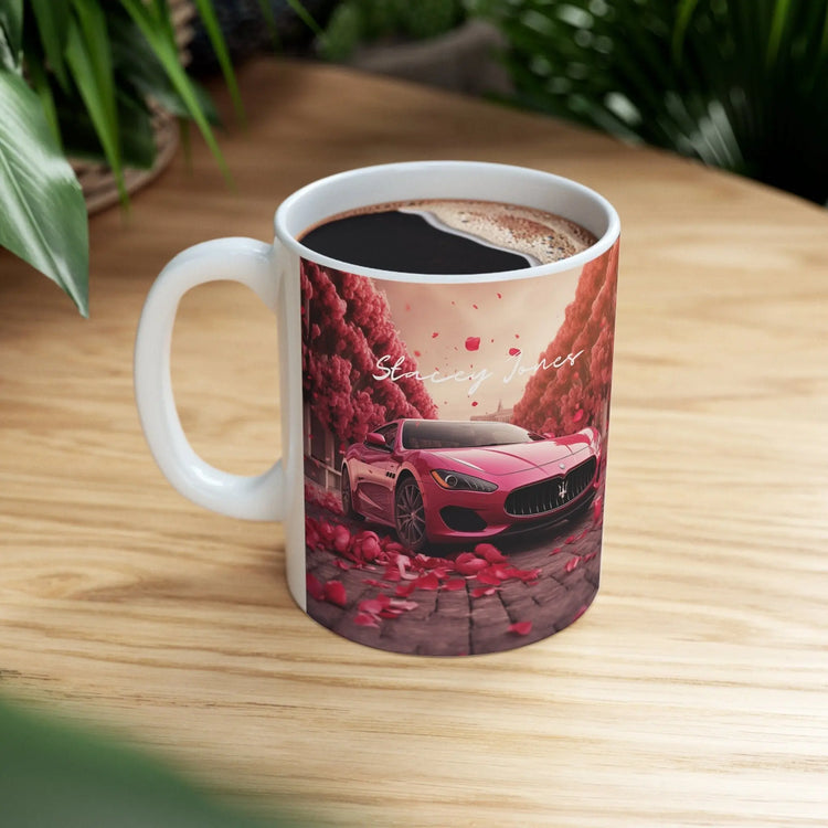 Ceramic Mug 11oz, Personalized Valentines Mug, Hot Pink Maserati, Exotic Car designs, Gift for the Car Lover, Boss Coffee Mug, Luxury Mug The Aurora Touch