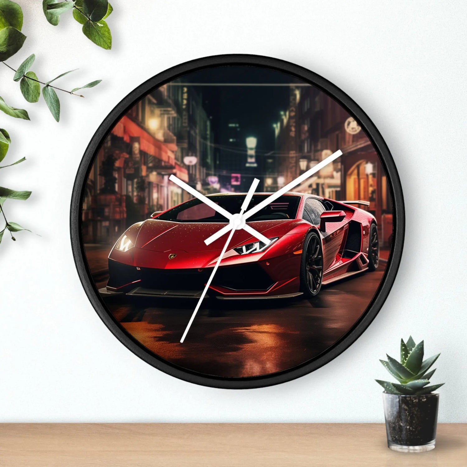 Wall Clock, Red Hot Lamborghini bachelor student dorm office home fancy exotic luxury car wall art The Aurora Touch