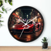 Wall Clock, Red Hot Lamborghini bachelor student dorm office home fancy exotic luxury car wall art The Aurora Touch