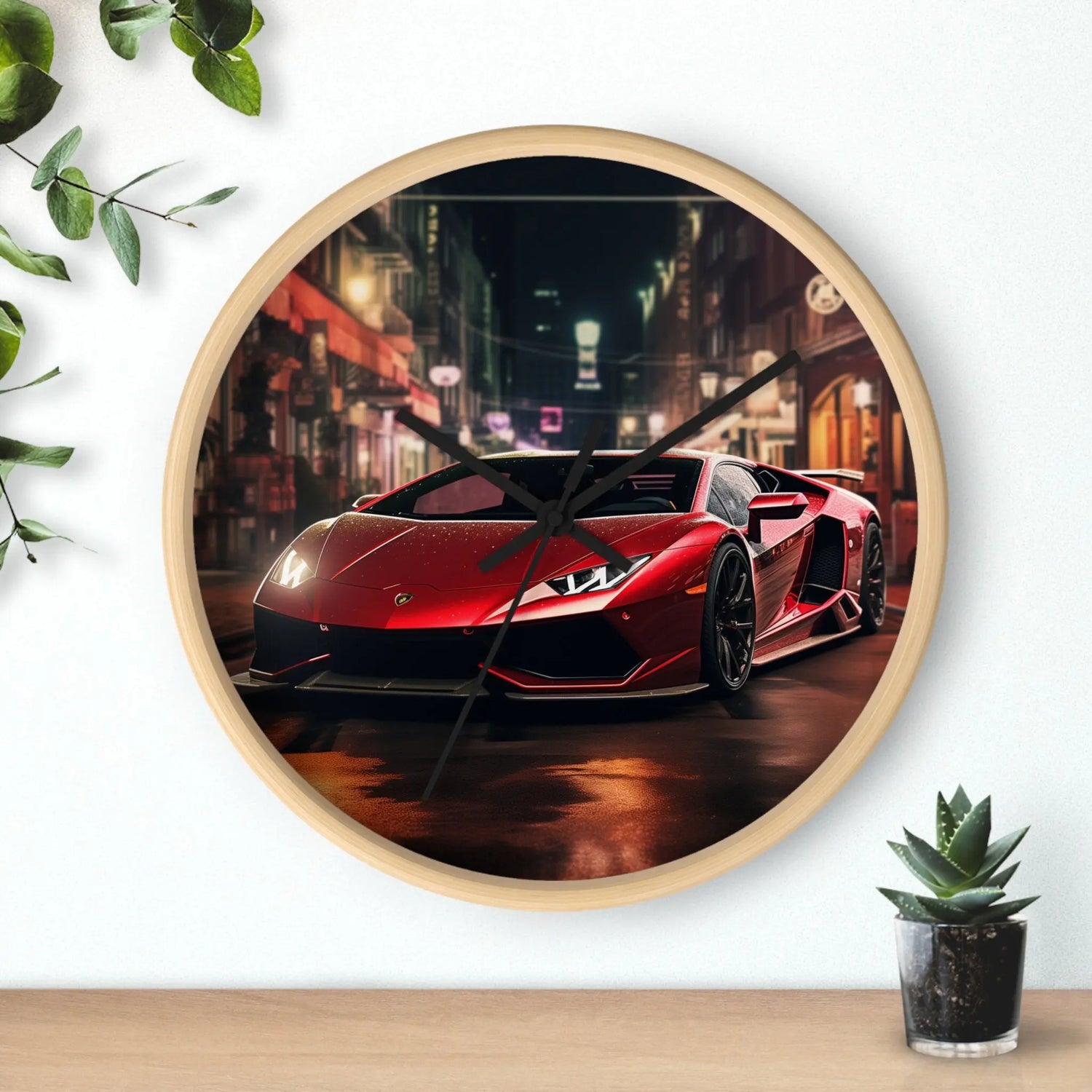 Wall Clock, Red Hot Lamborghini bachelor student dorm office home fancy exotic luxury car wall art