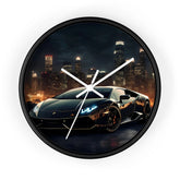 Wall Clock, Black Lamborghini exotic fancy sexy entrepreneur bachelor home wall room decor gift The Aurora Touch