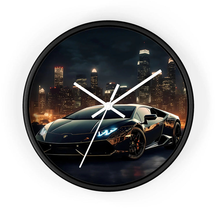 Wall Clock, Black Lamborghini exotic fancy sexy entrepreneur bachelor home wall room decor gift The Aurora Touch