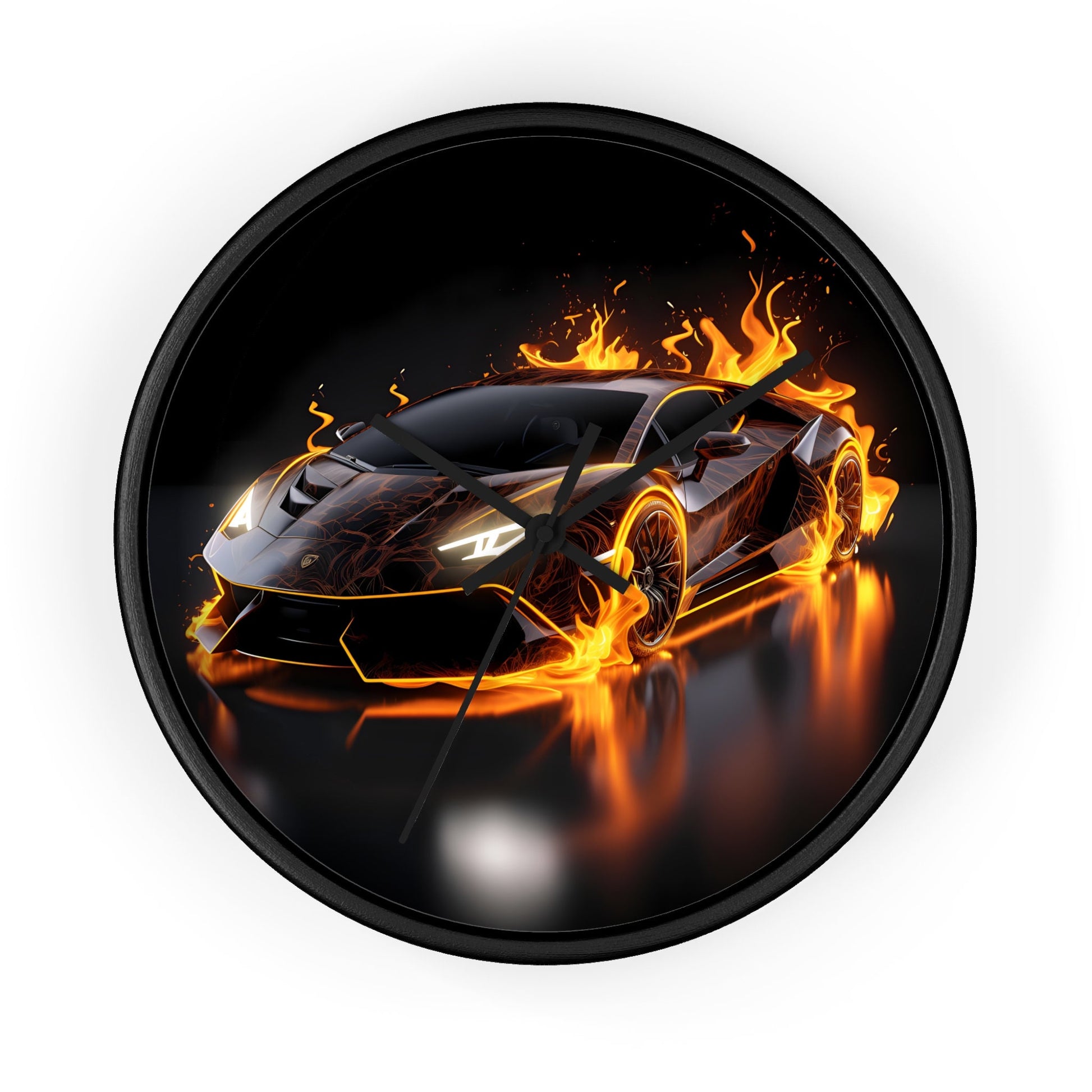 Wall Clock, Exotic black AI Car design portrait teen dorm room bedroom wall clock art decor great for pool room and man cave