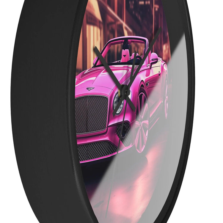Wall Clock, Pink Bentley exotic vibrant fancy Barbie car design for bedroom hallway living room office upscale luxury wall art home decor The Aurora Touch