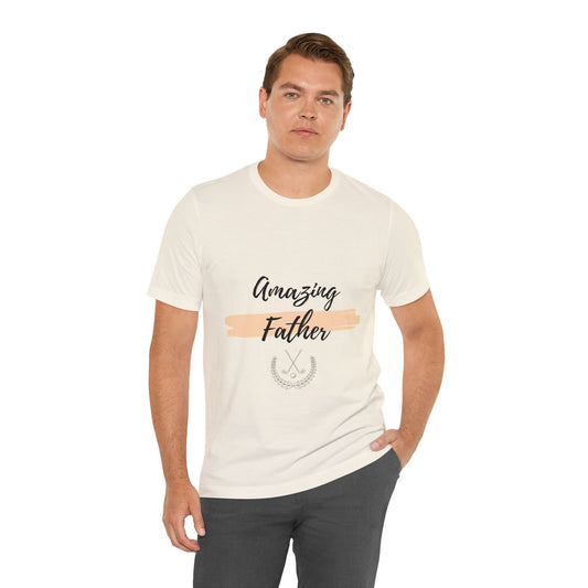 Amazing Father Jersey Short Sleeve Tee, Casual Minimilist Golf Theme Print Everyday Wear