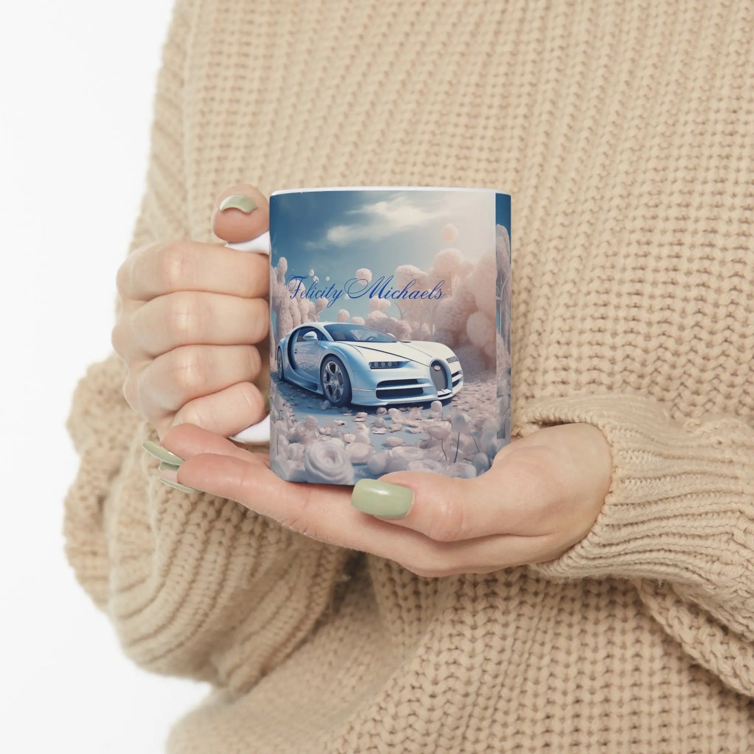 Ceramic Mug 11oz, Personalized Fancy Mug, Stylish Bugatti Design Mug, Fancy Car Portrait, Exotic Car Display, Valentine gift, sexy items The Aurora Touch