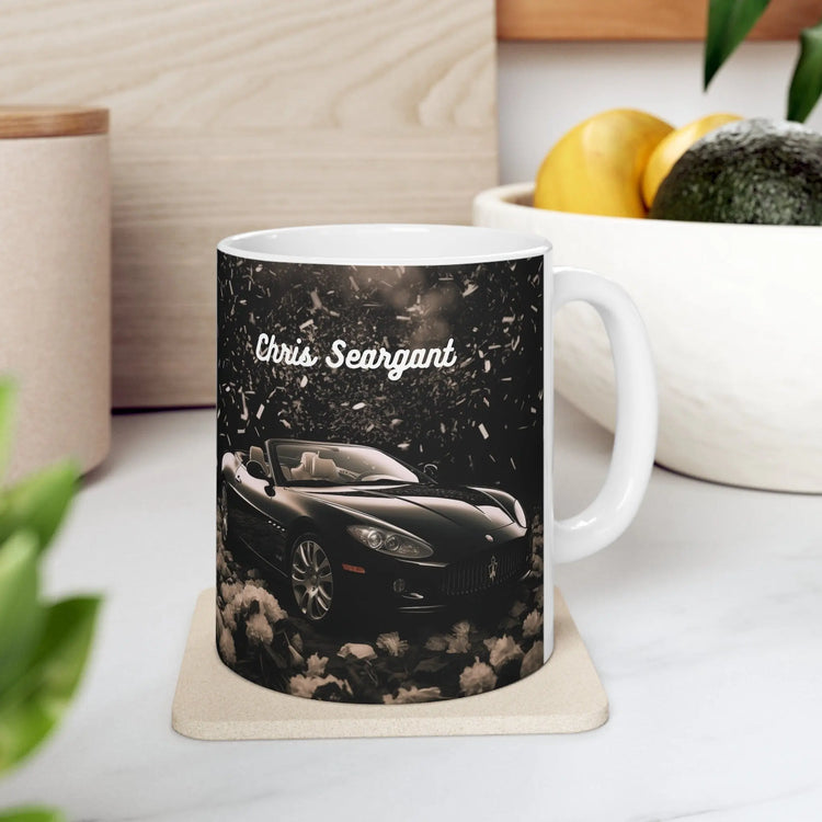 Ceramic Mug 11oz, Personalized Black Coffee Mug, Luxury Car Design, Upscale fancy mug, Valentine gift, Son Bday gift, Entrepreneur gift The Aurora Touch