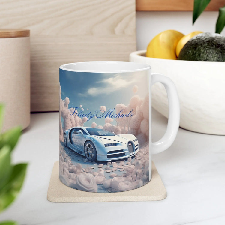 Ceramic Mug 11oz, Personalized Fancy Mug, Stylish Bugatti Design Mug, Fancy Car Portrait, Exotic Car Display, Valentine gift, sexy items The Aurora Touch