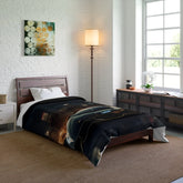Comforter, Black Designer Quilt, Lamborghini Style Art, Fancy Cozy Warm Weather Comforter, Unique Bedspread for Teen Room