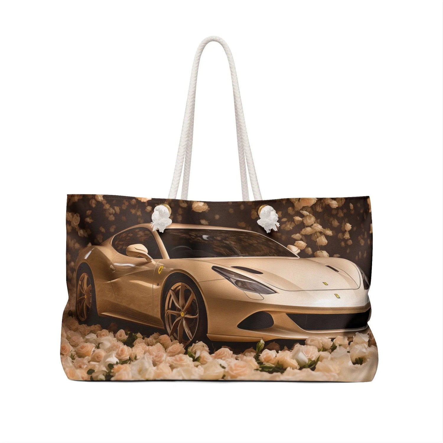 Ferrari Creme Weekender Bag, Fancy Girl Designer Overnight Carry-on, Great Gift, Large Travel Tote The Aurora Touch