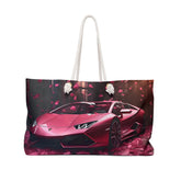 Pink Lamborghini Weekender Bag, Stylish Travel Bag, Carry on Purse, Designer Luxury Bag, Large Tote Bag for Women, Weekend Getaway Overnight The Aurora Touch