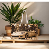 Ferrari Creme Weekender Bag, Fancy Girl Designer Overnight Carry-on, Great Gift, Large Travel Tote The Aurora Touch