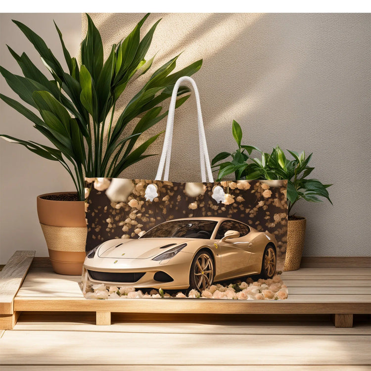 Ferrari Creme Weekender Bag, Fancy Girl Designer Overnight Carry-on, Great Gift, Large Travel Tote The Aurora Touch