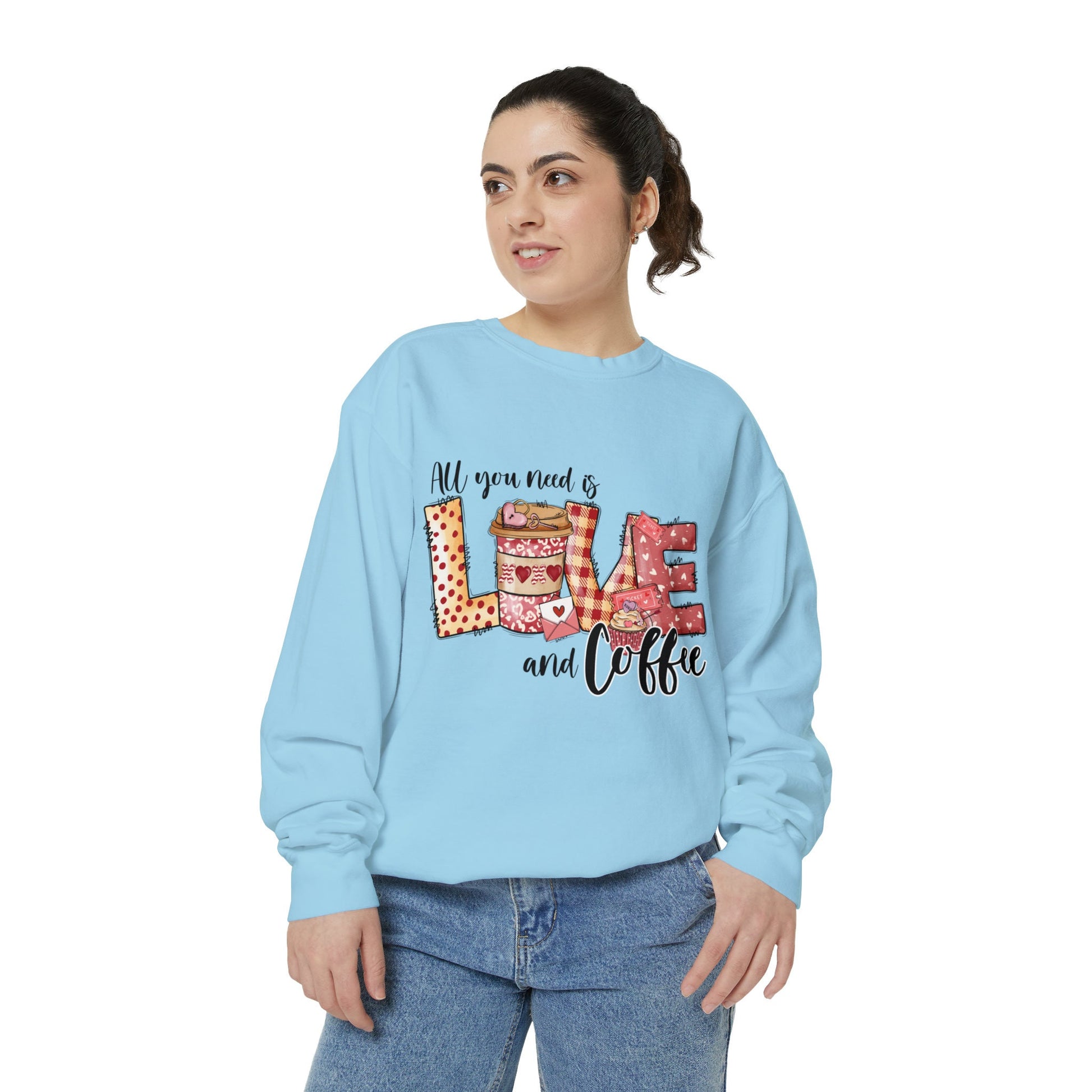 Unisex Garment-Dyed Sweatshirt, Valentines Day sweater, Valentine Lovers gift, Novelty Shirt, Girlfriend Valentine Gift, Warm cozy Sweater
