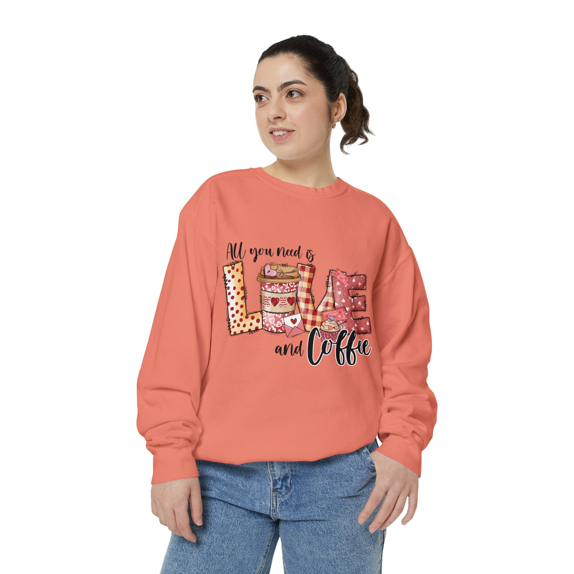 Unisex Garment-Dyed Sweatshirt, Valentines Day sweater, Valentine Lovers gift, Novelty Shirt, Girlfriend Valentine Gift, Warm cozy Sweater