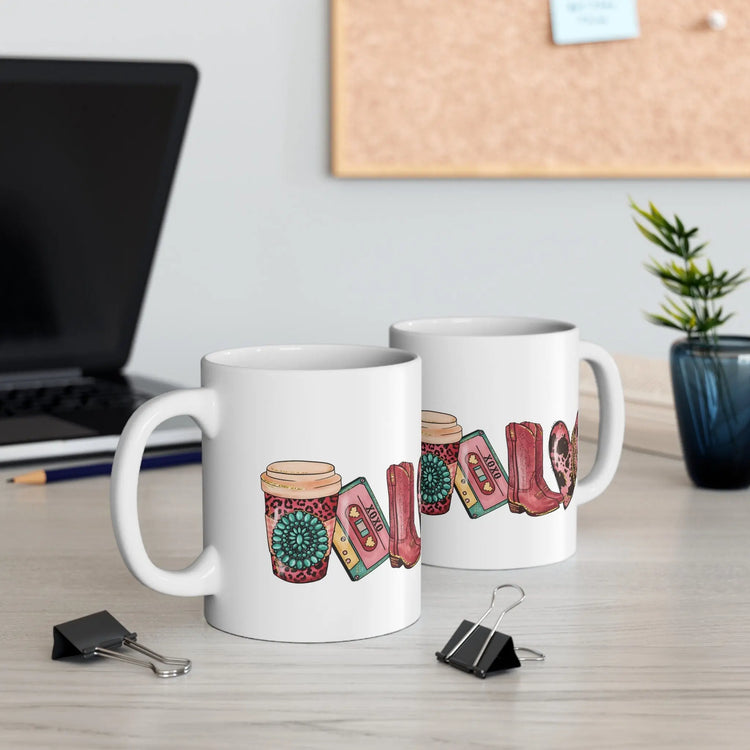 Ceramic Mug 11oz, Valentines Coffee Mug, special valentine gift, Cowboy girl mug, Horse lover gift, Country Girl, Gift for her The Aurora Touch