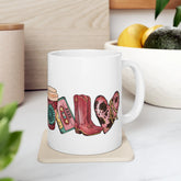 Ceramic Mug 11oz, Valentines Coffee Mug, special valentine gift, Cowboy girl mug, Horse lover gift, Country Girl, Gift for her The Aurora Touch