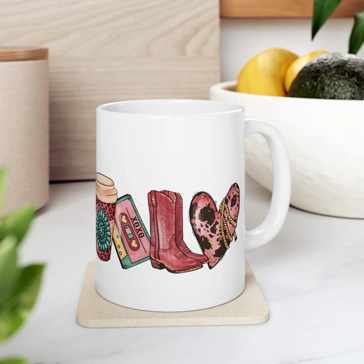 Ceramic Mug 11oz, Valentines Coffee Mug, special valentine gift, Cowboy girl mug, Horse lover gift, Country Girl, Gift for her The Aurora Touch
